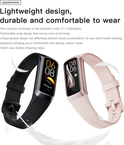Keep Health Fitness Trackers for Women Men, Amoled Fitness Tracker for Android&Ios, Alarm Stopwatch Fitness Tracker with Blood Pressure Monitor, Calories Burned IP68 Waterproof Fitness Step Tracker